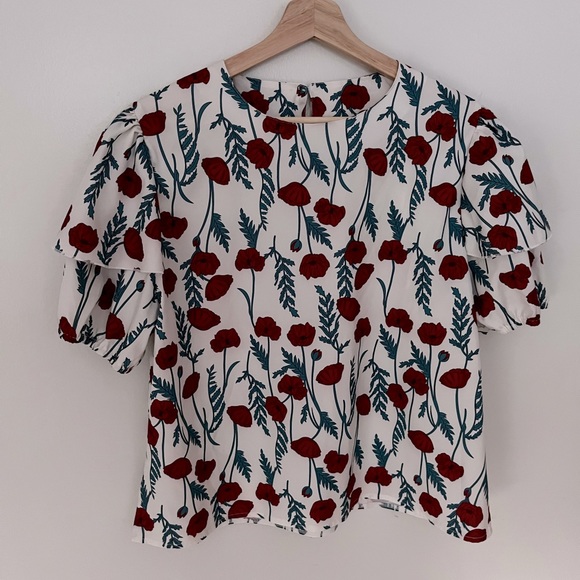 SHEIN Poppy Ruffle Keyhole Back Blouse - Picture 1 of 5